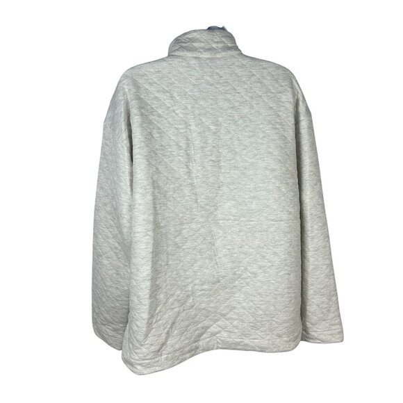 Eddie Bauer Womens Size M Quilted Snap Pullover Sweatshirt Gray - Picture 2 of 5